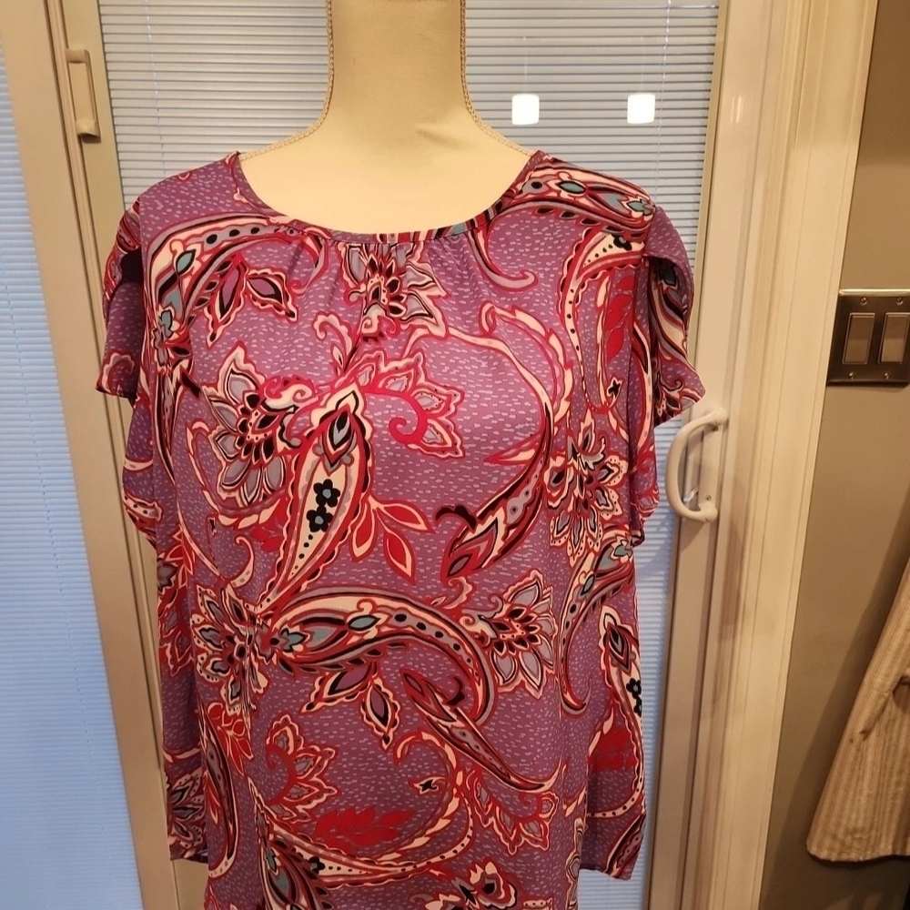Liz Claiborne Purple and Red Paisley Blouse